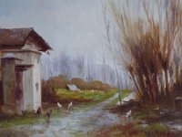 Le galline  Olio su tela - 40 x 50